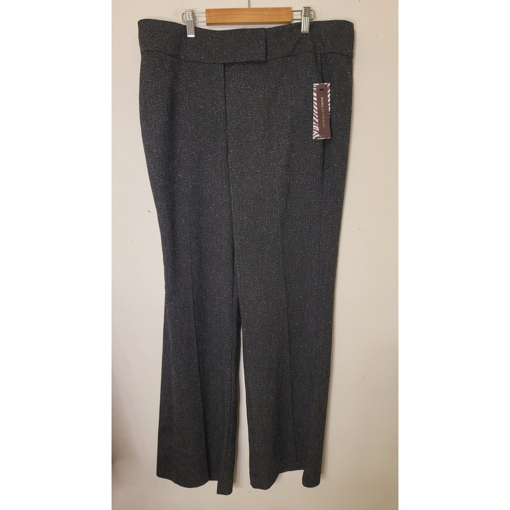 Dana Buchman‎ Pants Women's 16 Black White Stretch Flat Front Straight NWT
